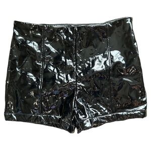 SHEIN, size 6 (medium), short shorts side zip, black faux vinyl look, side zip